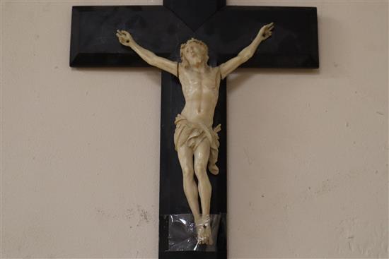 A Dieppe ivory crucifix, length 35cm